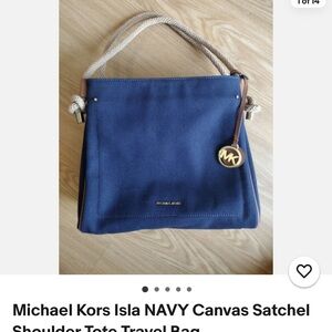 Michael Kors Blue Travel Bag with Gold Hardware